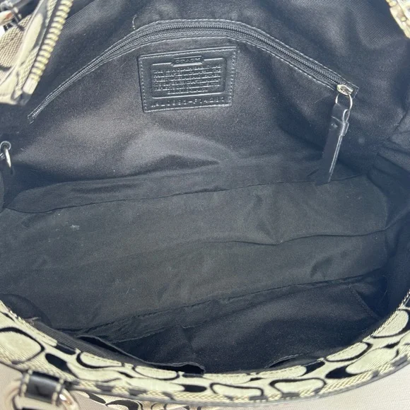 Coach Signature Turnlock Black Gray Jacquard Canvas Leather Trim F14281 - Picture 4 of 12